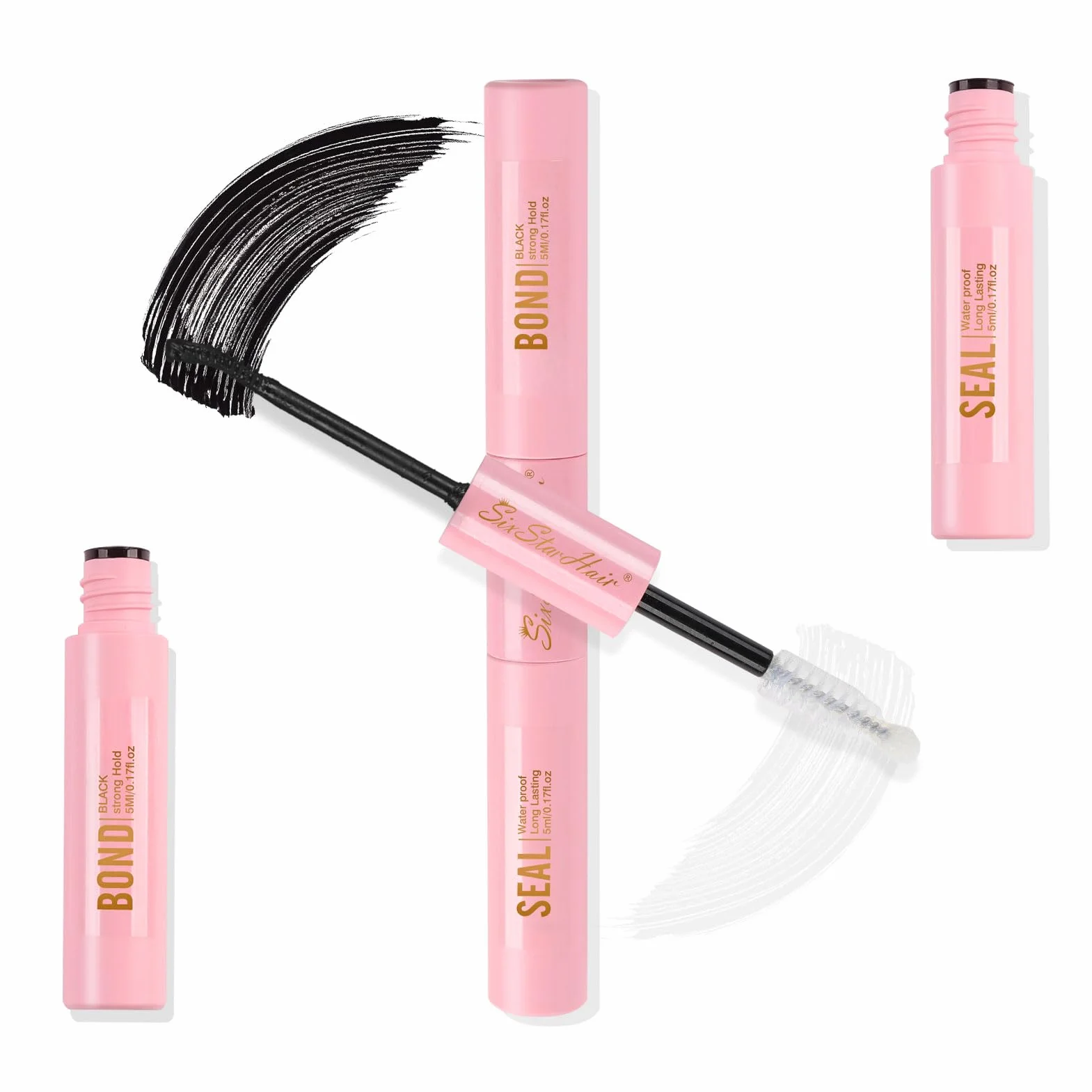 Sixstarhair Colla Extension Ciglia 2 in 1 Bond e Seal, Impermeabile a Grappolo Individuale, Lunga Durata 48-72 Ore per Ciuffetti