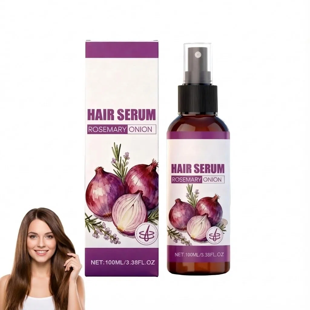 Spray per capelli al rosmarino e cipolla, olio di rosmarino per la crescita dei capelli, idratazione profonda e morbidezza duratura per il cuoio capelluto, crema idratante delicata per capelli (1PCS)