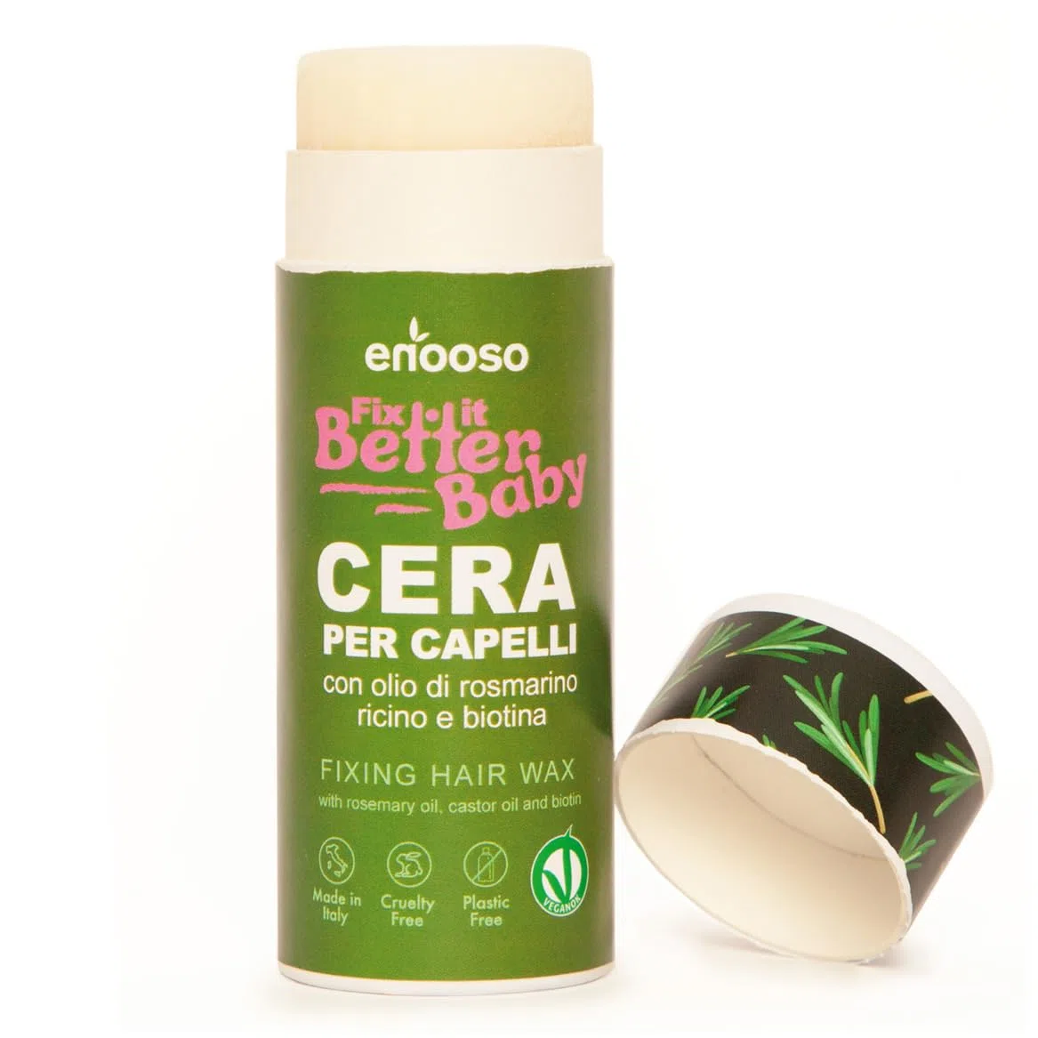 Cera stick capelli donna Rinforzante - Fissa e Nutre con Biotina e Olio di Rosmarino e Ricino - Cera capelli stick Baby Hair per Styling per Frangetta e Ciocche ribelli - Cera capelli bambini, 55ml