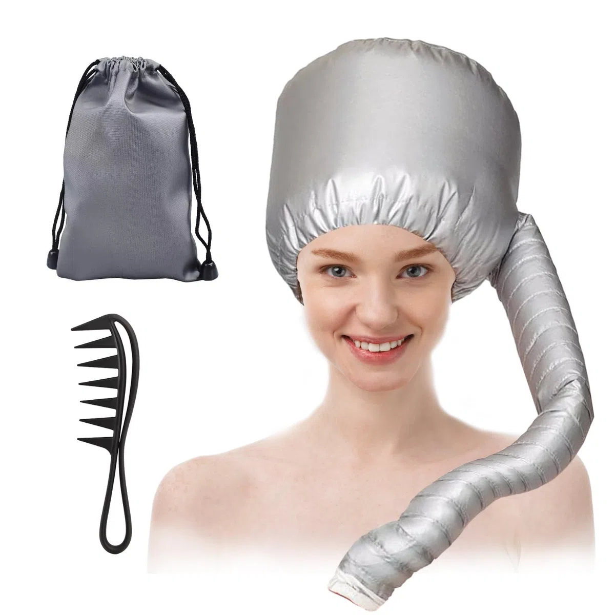 Casco per Asciugatura Cuffia Asciugacapelli con Elastico Cuffia Portatile Professionale Asciugacapelli Manuali Termica Cura Profonda per Asciugatura Acconciatura Riscaldare