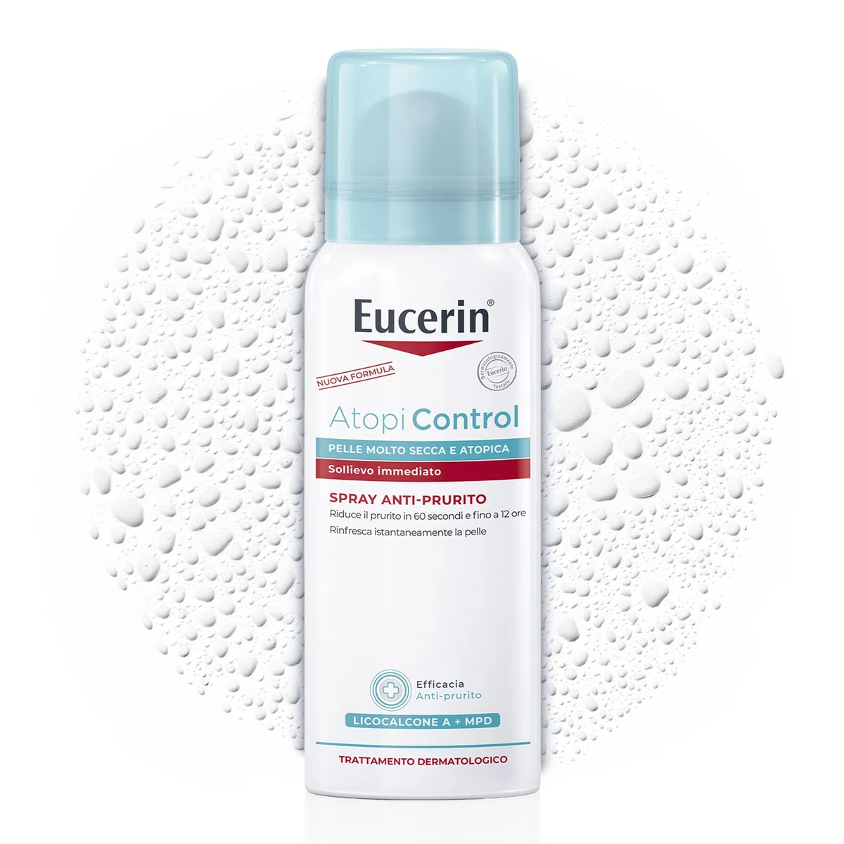 Eucerin Atopi Control Spray Anti-Prurito 50 ml, Spray corpo che riduce il prurito in 60 secondi & fino a 6 ore, Formula rinfrescante per dermatite atopica e pelle secca e sensibile