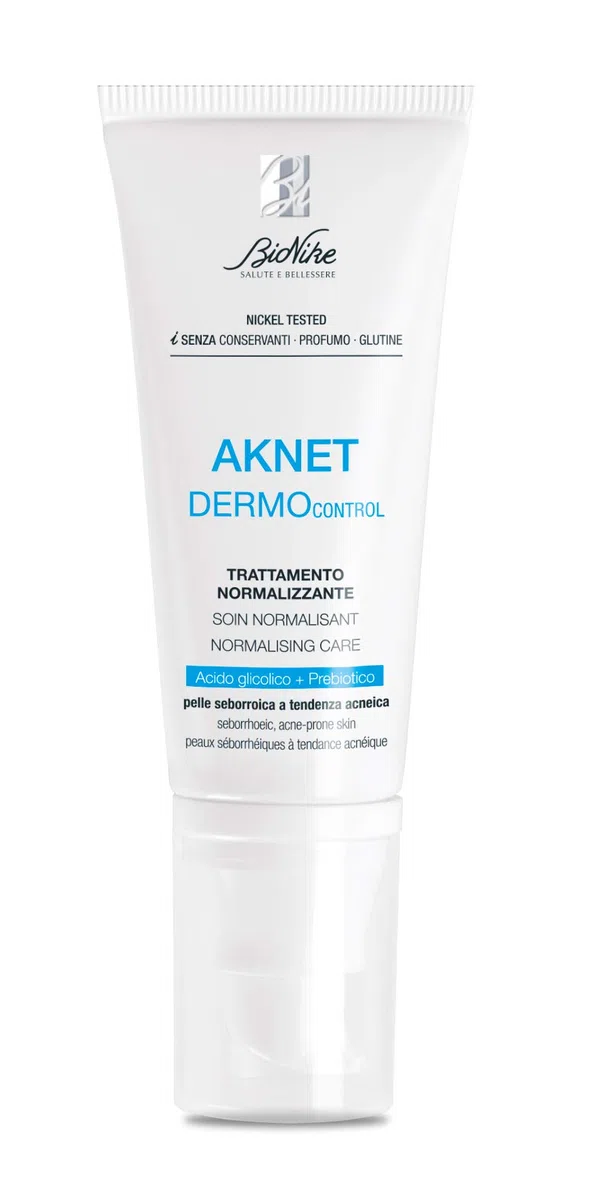 Bionike Aknet - Dermocontrol Trattamento Viso Normalizzante con Acido Glicolico, per Pelli a Tendenza Acneica, Purifica la Pelle e Riequilibra l'Eccesso di Sebo, Dona Opacità, 40 ml