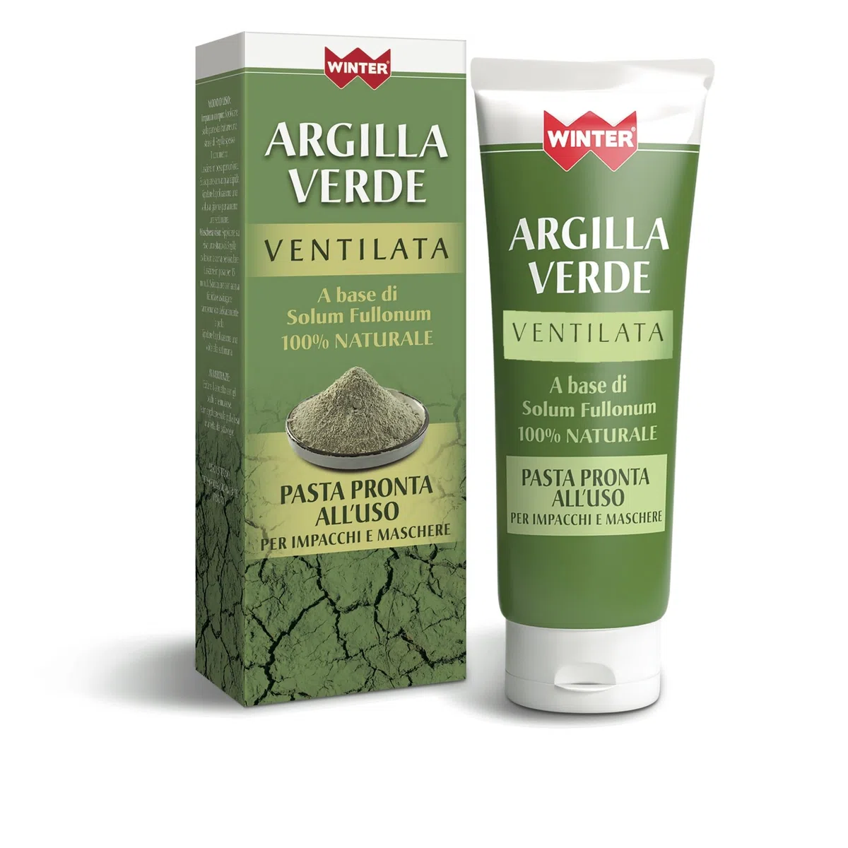 Winter Argilla Verde Ventilata 100% Naturale - Argilla Verde Antinfiammatoria, Maschera Argilla Riequilibrante e Impacchi Detox per Viso e Corpo - Formato 250ml