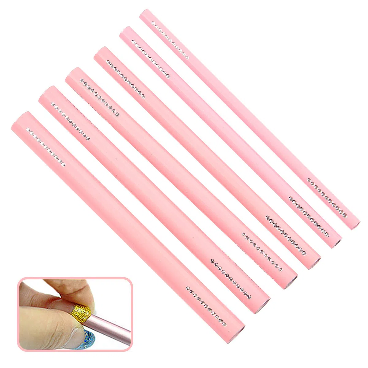 NICENEEDED 6Pcs Set di Bastoncini per Modellare Le Unghie Rosa C Curve Suggerimenti per Nail Art Curva per Aste In Metallo Bastoncini per Unghie Suggerimenti per Nail Art Strumento per Modellare