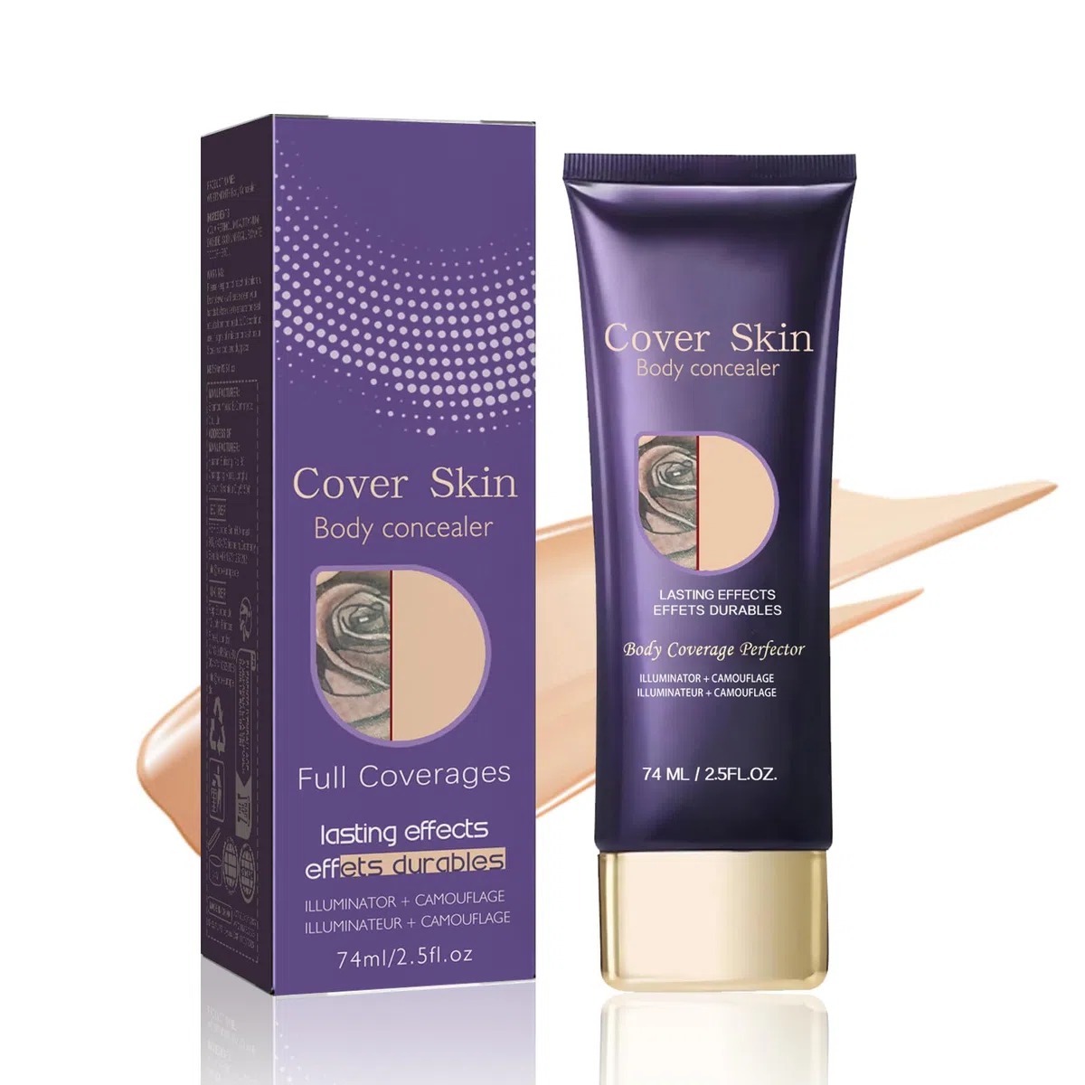 74ml All Over Complexion Perfector, Correttore per Tatuaggi Coprente per il Corpo, Crema di Copertura per Vene, Trucco per Coprire i Tatuaggi, Correttore Cicatrici, Trucco per il Corpo a Lunga