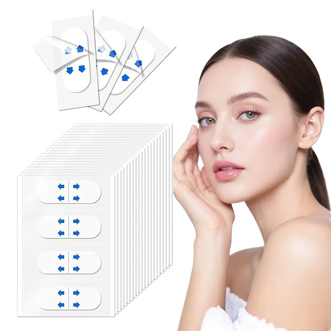 200 Pezzi Face Tape Viso Lifting, Cerotti Lifting Viso Invisible, Cerotti Antirughe for Doppio Mento, Rughe Nasolabiali e Fronte,Pelle Cadente