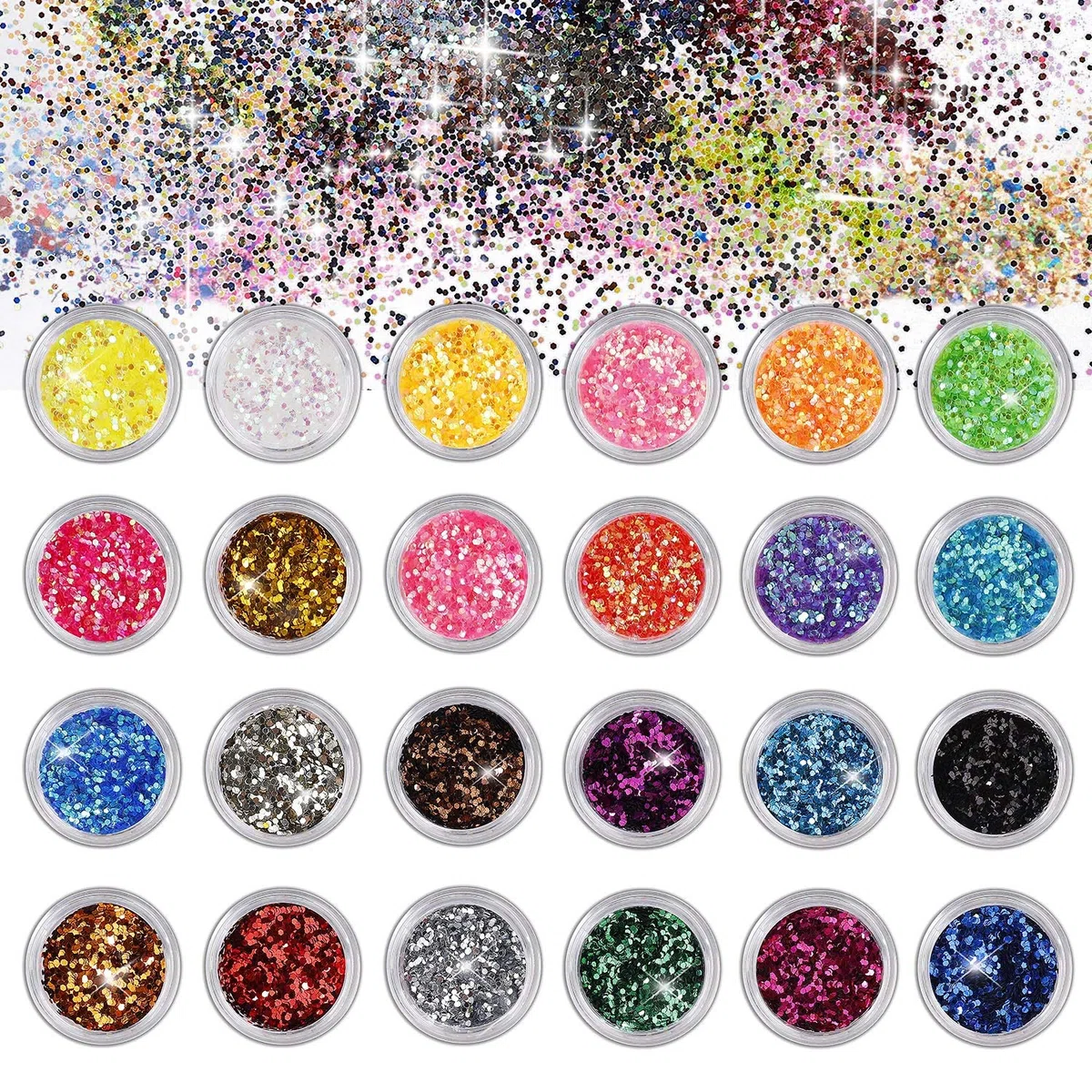 Belle Glitter Chunky Sparkle Glitter per Corpo Viso Occhi Unghie Capelli per musica Festival Masquerade Halloween Party 24 Colori