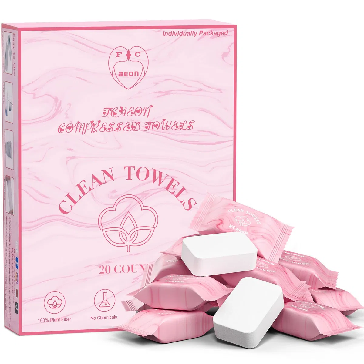 Asciugamano Compresso Usa e Getta Addensare Grande, Compressed Towel, Morbido Panno per Il Viso,Riutilizzabile Velina di Cotone Portatile per Viaggi,Campeggio,Salone di Bellezza(Rosa 20 Unità)