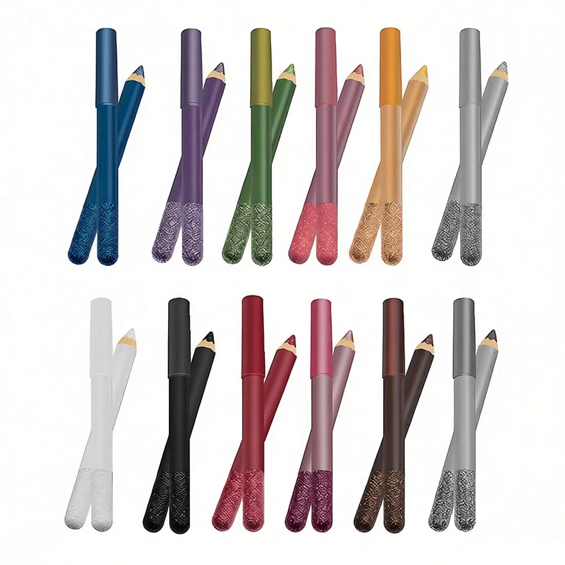 Set di matite kayal Jumbo glitterate – 12 colori colorati Kajal Eye Pencil, trucco per occhi lucidi di "Linble"