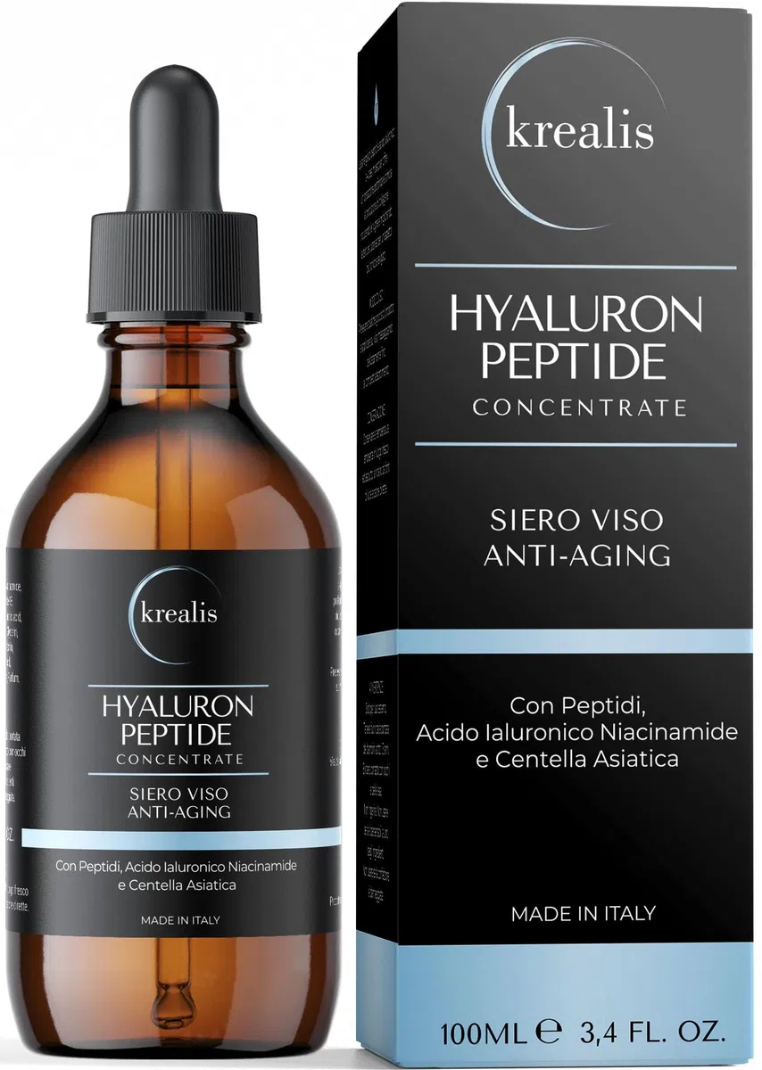 •100ml• Siero Viso Acido Ialuronico 4 Pesi Molecolari con Peptidi, Acido Ialuronico Viso Idratazione Profonda e Antirughe