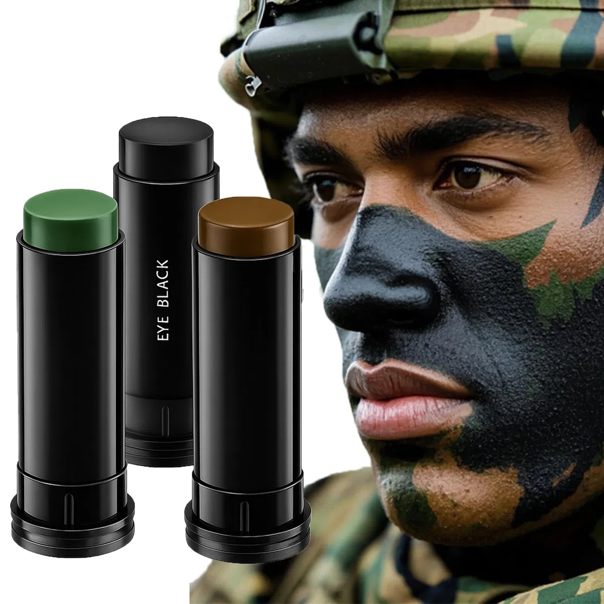 3 Pezzi Crema Mascheramento Militare – Military Camouflage Face Paint Sticks, Body Paint Stick Ideale per Cosplay & Body painting (Nero, Marrone, Verde)