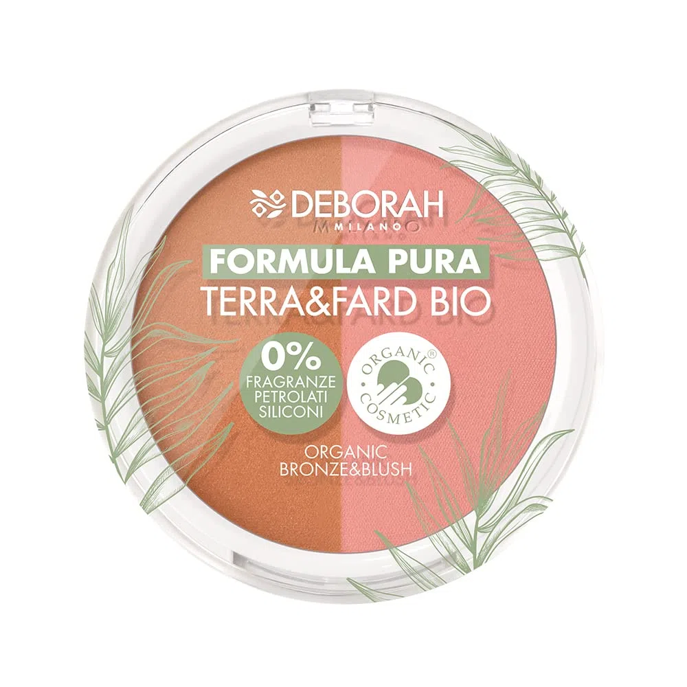 Deborah - Terra & Fard Formula Pura, con materie prime Biologiche e Vegane - Scalda il colorito e dona un finish radioso- Ideale per pelli sensibili -Colore n.2 Medium, 9 gr