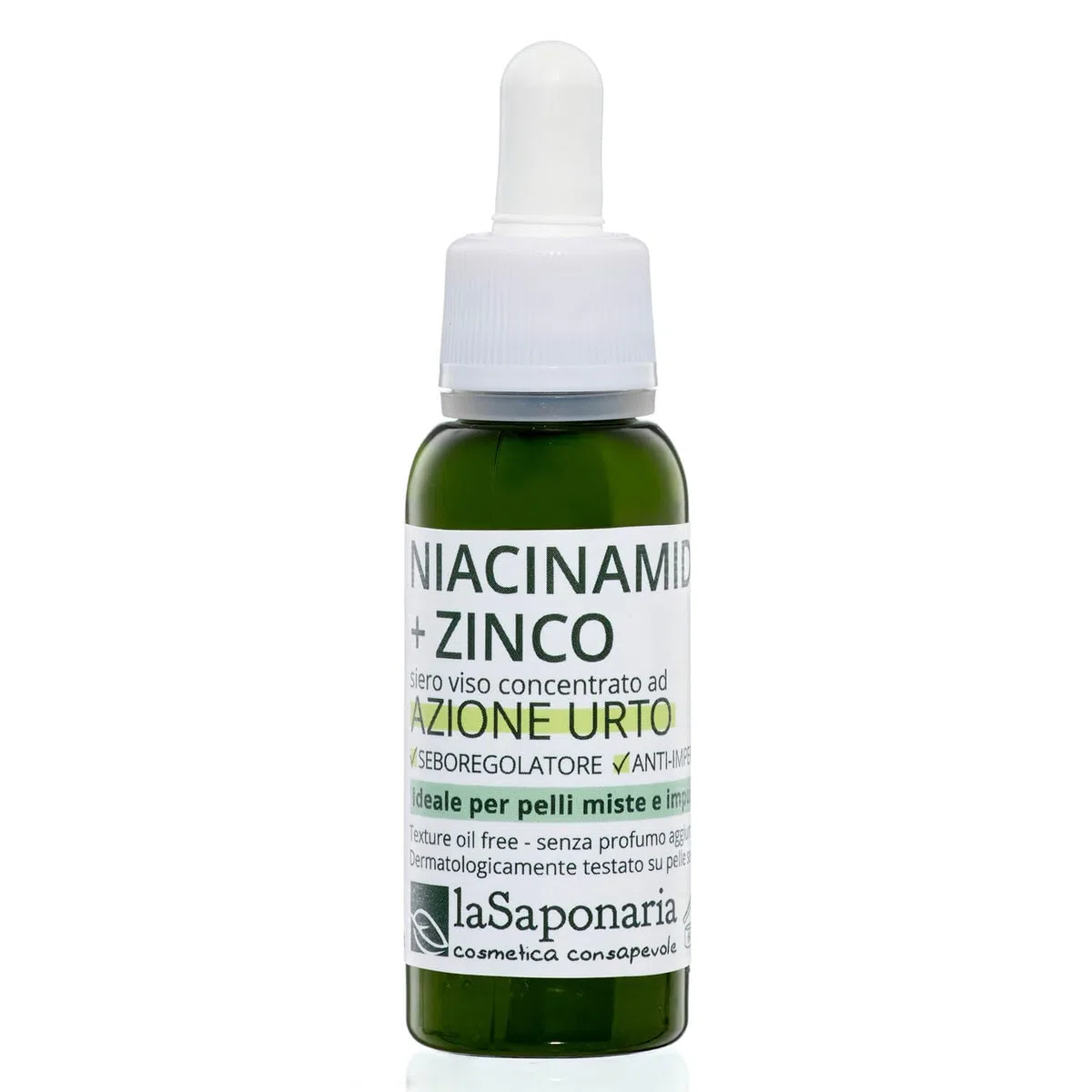 La Saponaria | Niacinamide + Zinco | Siero viso per acne con azione sebo-equilibrante e anti-imperfezioni, ideale per pelli miste e impure. Aiuta a ridurre brufoli, punti neri e imperfezioni, 30 ml.