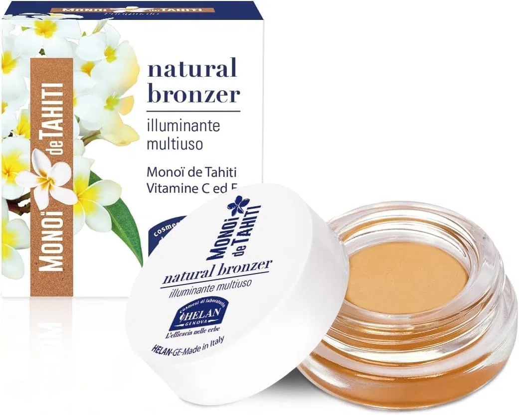 Helan Monoi de Tahiti - Natural bronzer, Illuminante Multiuso Effetto Sun Kissed con Vitamine C ed E, Texture Cremosa Facile da Sfumare - Make Up Trucchi Donna, 3,5 ml, Made in Italy