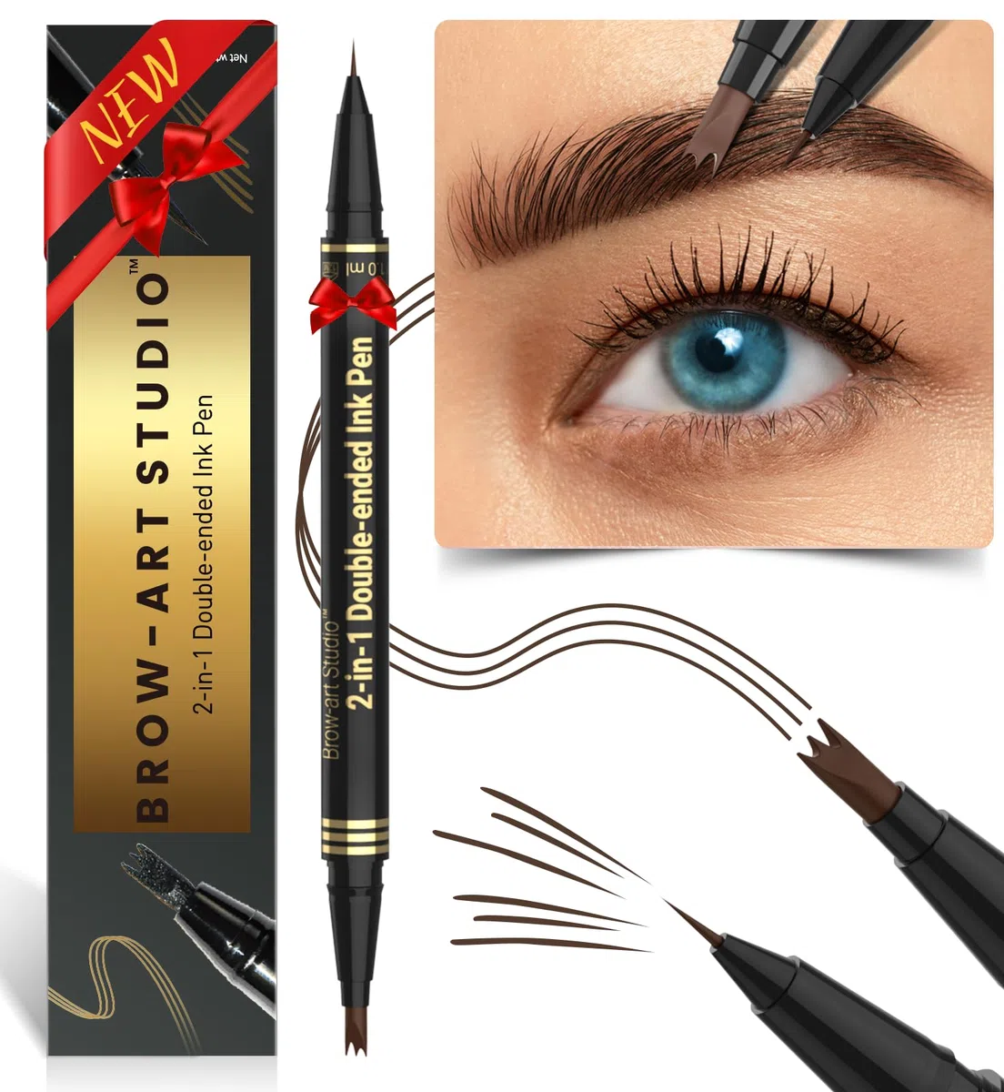 iMethod Microblading Matita per Sopracciglia - Eyebrow Pencil 2-in-1 Matita per Sopracciglia Dual-Ended con Applicatore a Micro-Punte a Forcella a 3 Zinken e Punta del Pennello Precisa crea