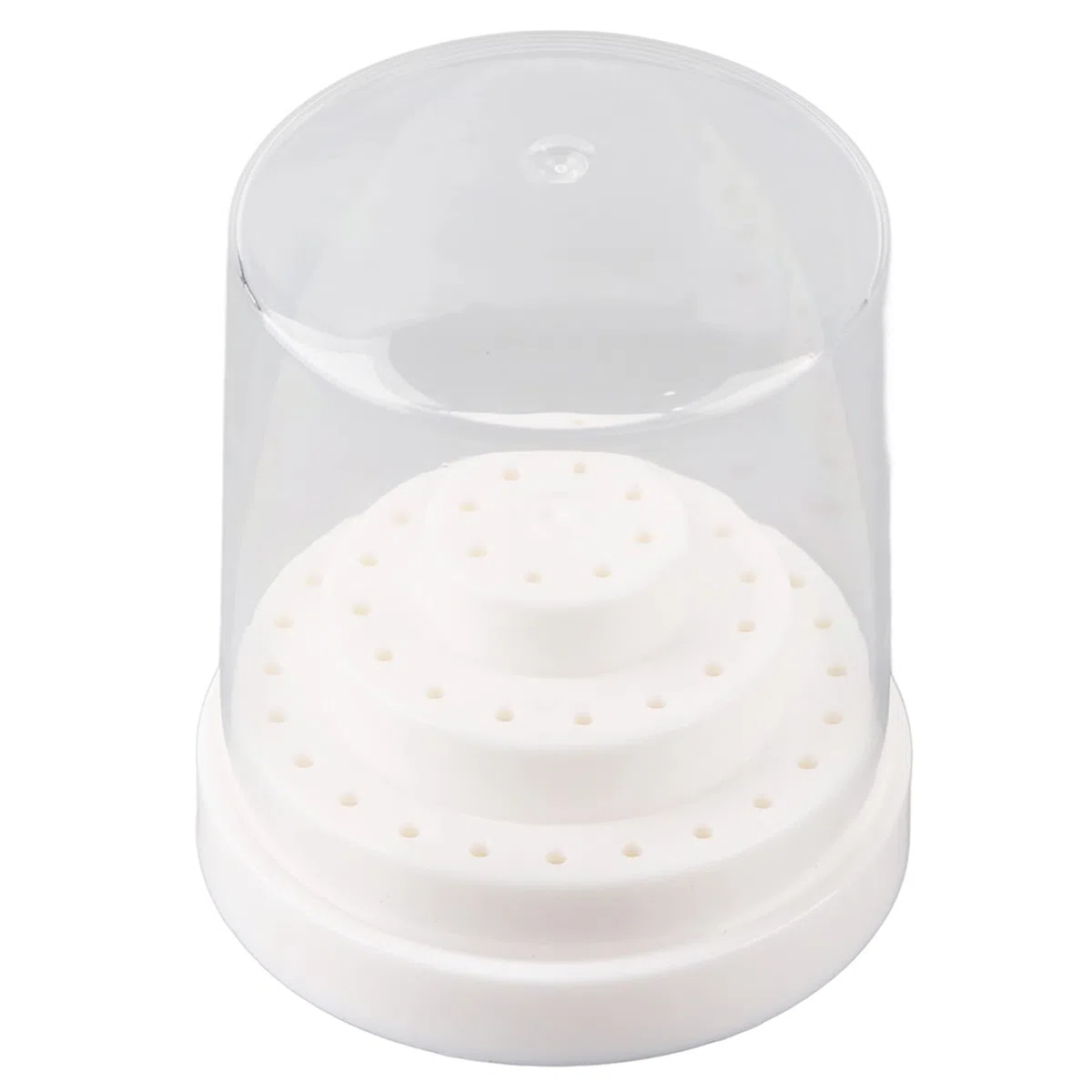 Porta Punte Fresa Unghie, 5,3x5,3x6,2cm 48 Fori Scatola di Immagazzinaggio per Trapano per Unghie Scatola di Visualizzazione, per Raccogliere Le Punte Fresa Unghie(white)