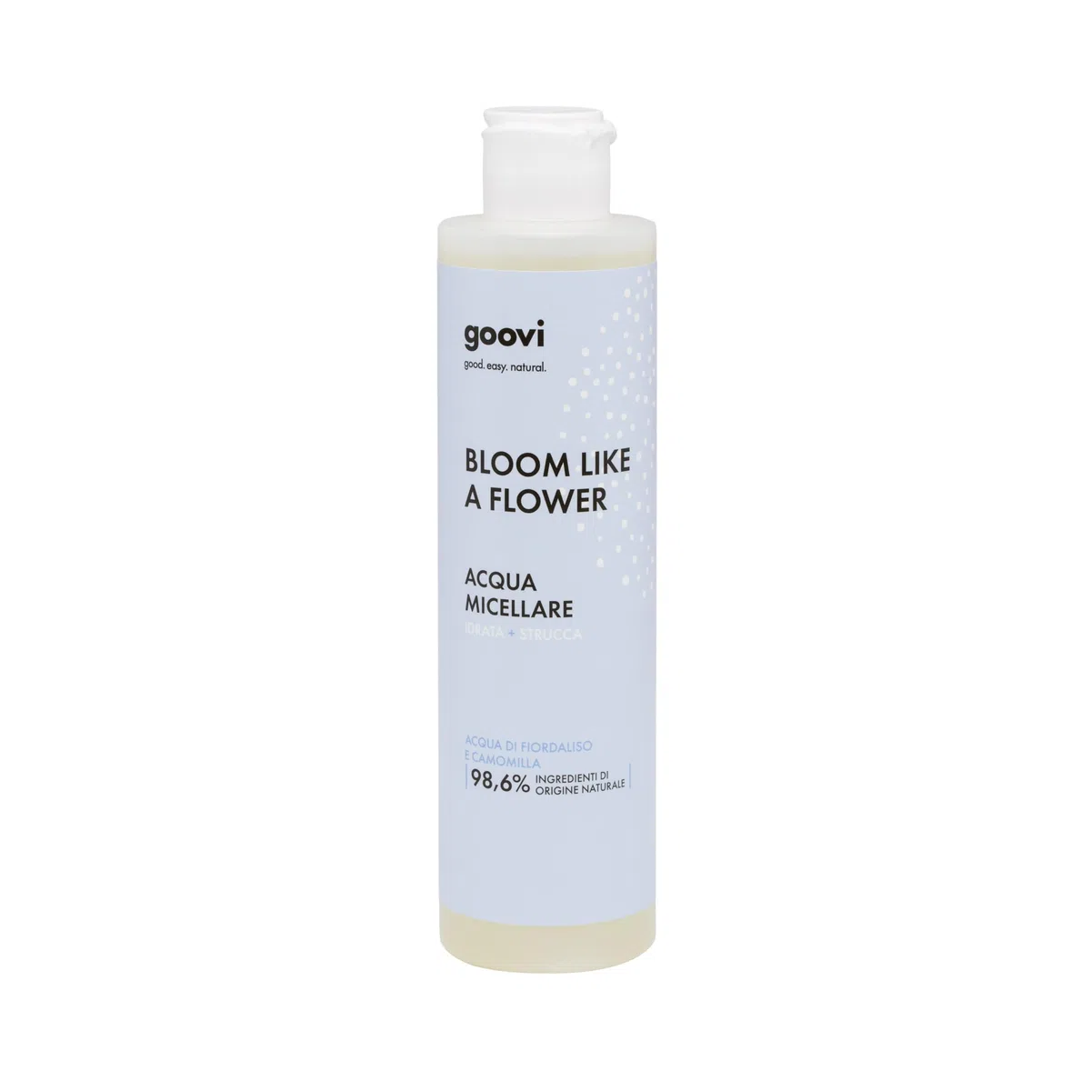 Goovi, Bloom Like a Flower Acqua Micellare Struccante e Idratante, Formula con Tensioattivi Delicati, Rimuove Trucco e Impurità da Viso Occhi e Labbra, Lascia la Pelle Fresca e Morbida, 200 ml