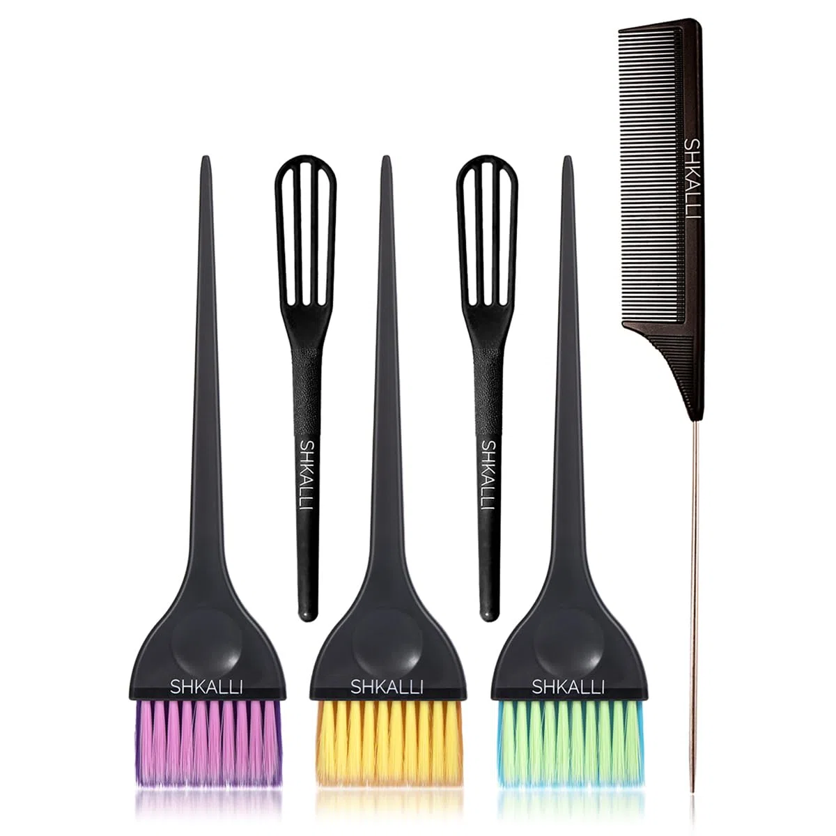 Set di strumenti per la colorazione dei capelli - Pennello largo per colorare i capelli con setole morbide e design a doppia fila. Mini agitatore per crema colorata per capelli, pettine a coda