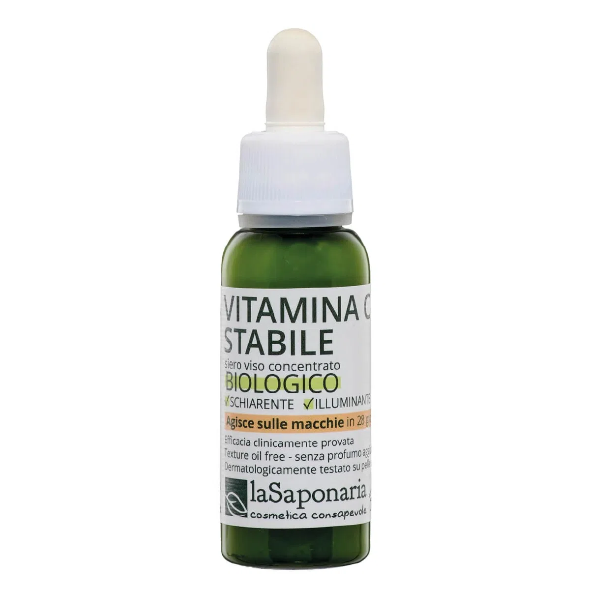 La Saponaria | Vitamina C Siero viso illuminante e antimacchia, Schiarisce le macchie e compatta la texture, Antiossidante, Ideale per tutti i tipi di pelle, 30ml