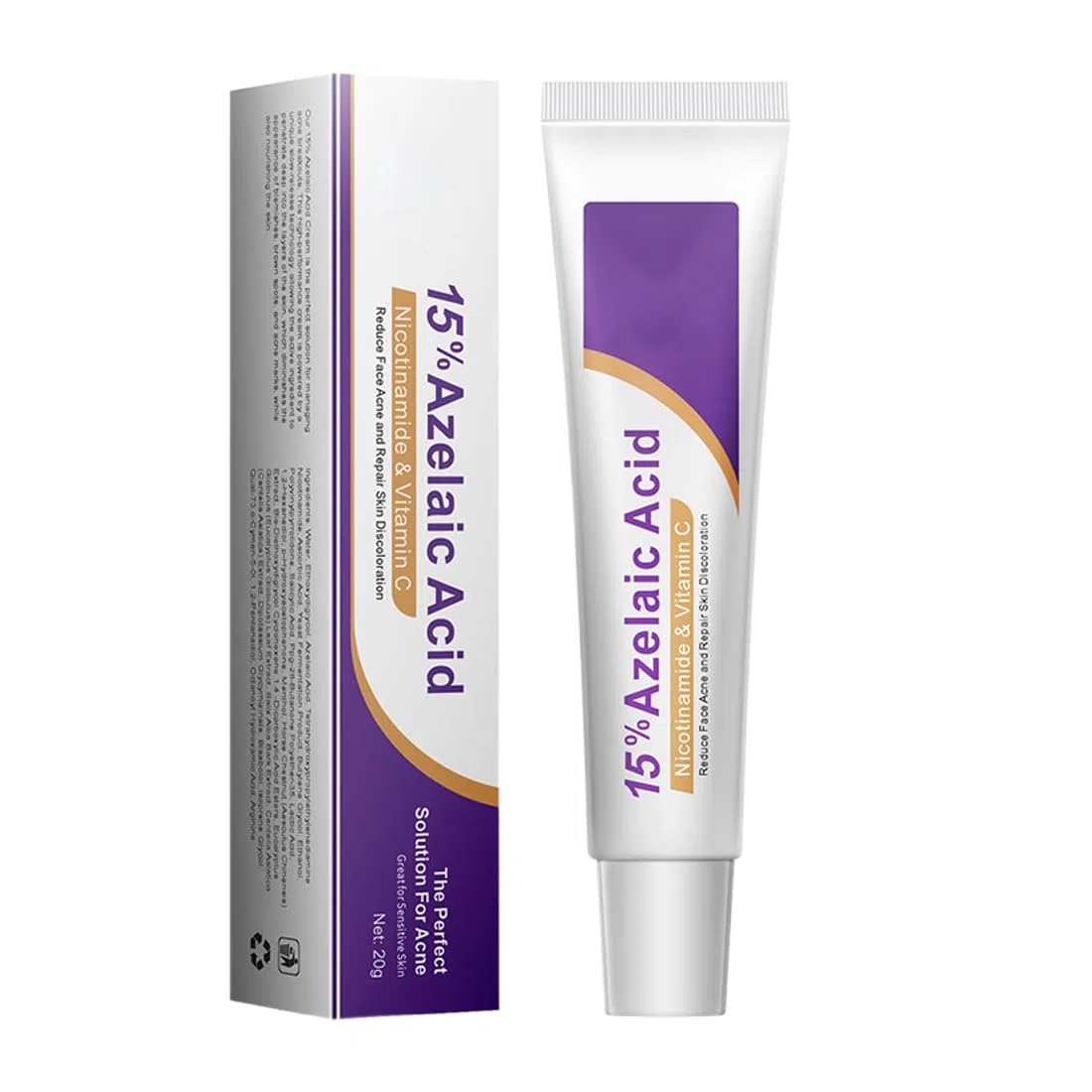 Crema Antiacne,crema all'acido azelaico al 15%,Contrasta l'Infiammazione dei Follicoli, Regola la Produzione di sebo della pelle e la Pulisce a Fondo, 20 g